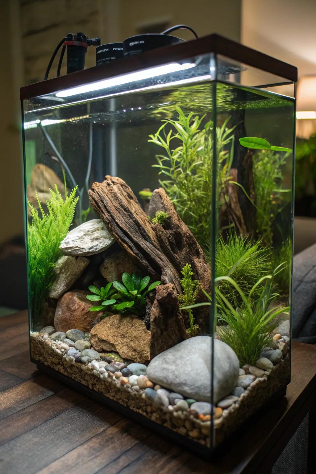 Natural aquascaping infuses a hint of wilderness into your living space.
