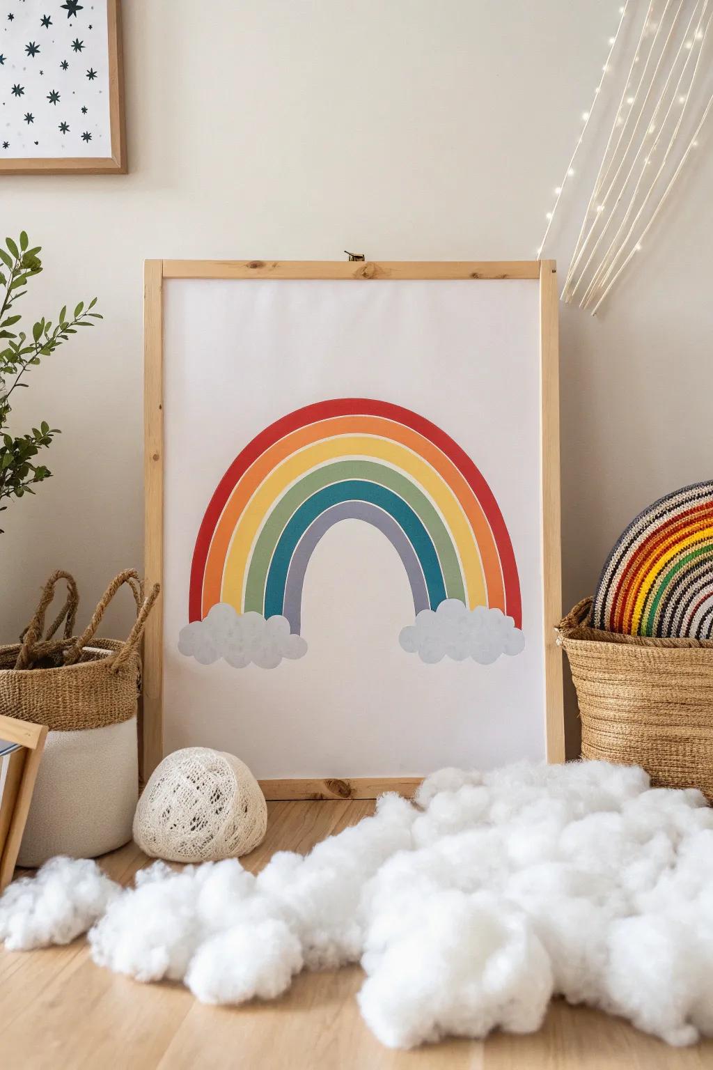 Infuse your area with a whimsical Rainbow and Clouds spectacle&mdash;a fusion of simplicity and happiness!
