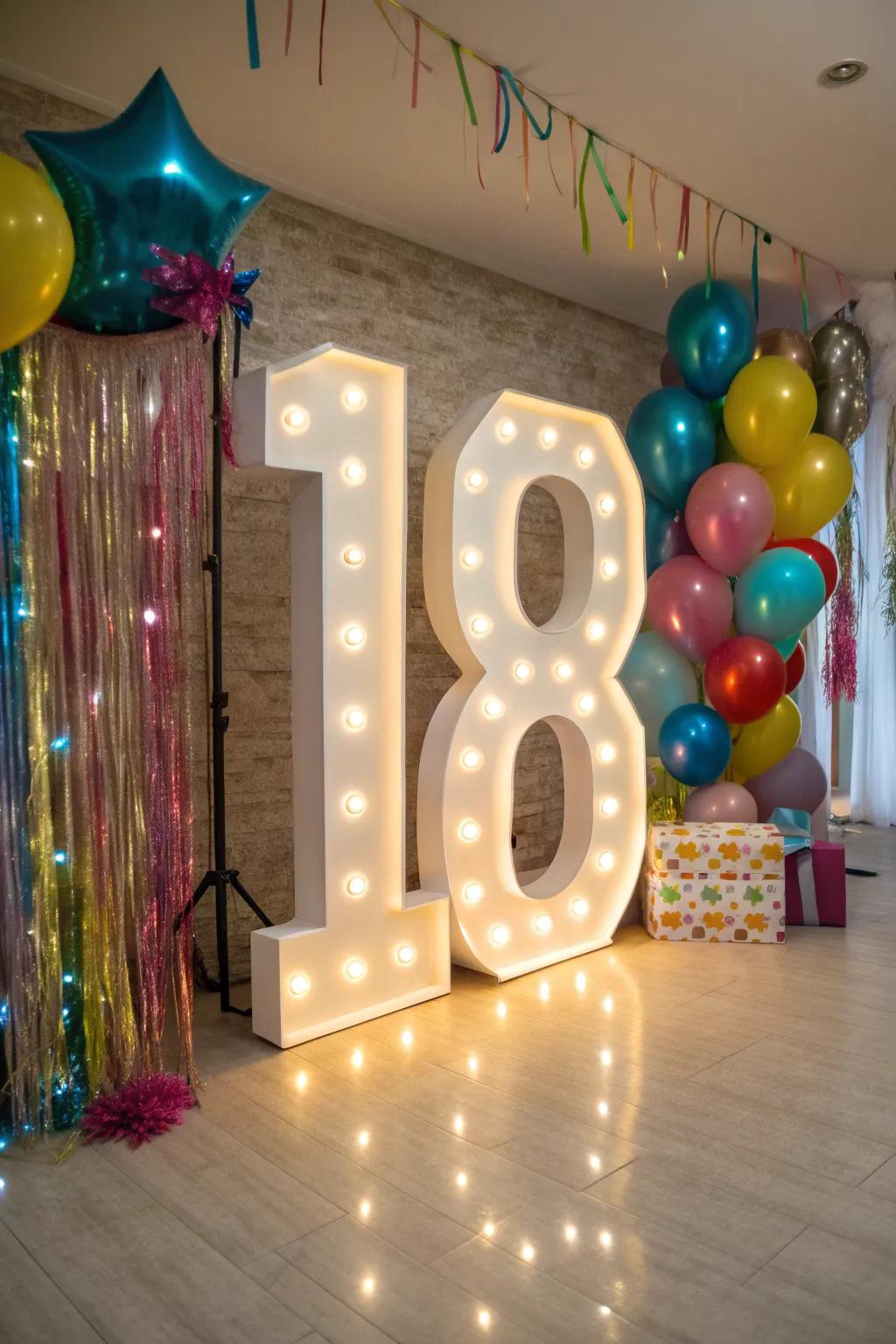 Highlight your special year with a radiant number '18'.