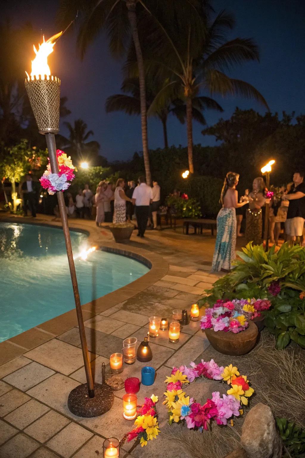 Change your pool area into a tropical paradise with a luau-inspired theme.