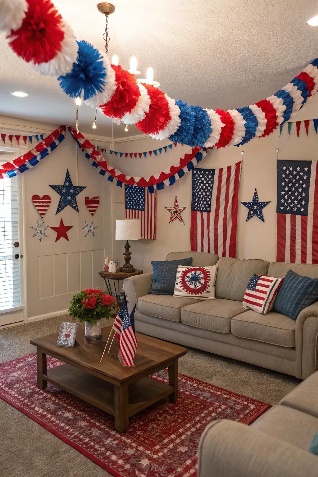 Hang up colorful banners to create that perfect 4th of July mood.