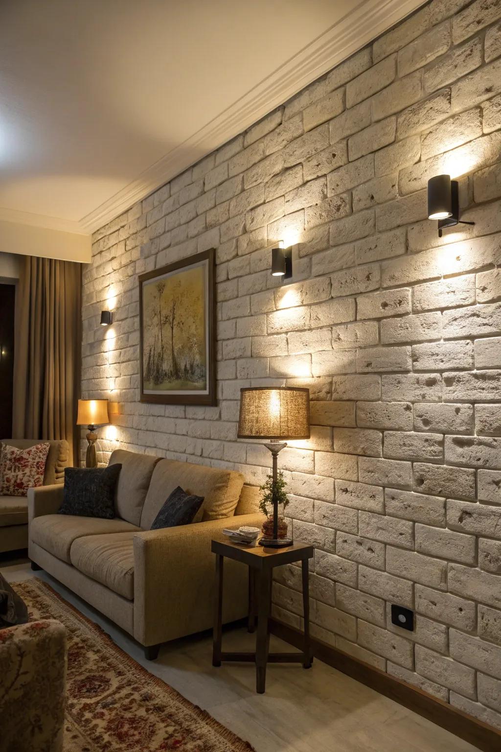 Sconces beautifully enhance the texture of walls.