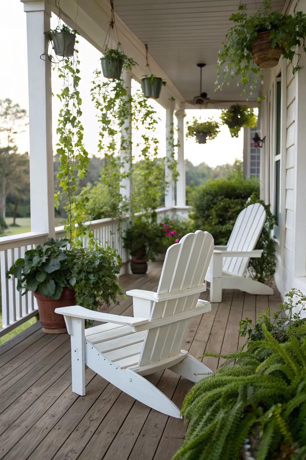 Traditional white chairs providing a classic charm.