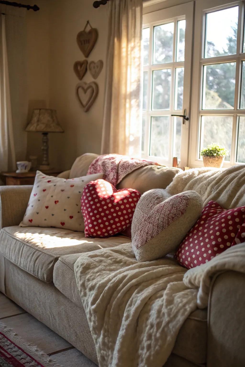 Heart-themed decor for a loving ambiance