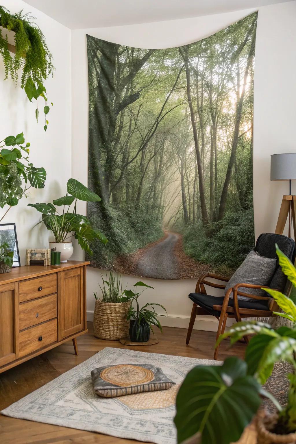 Nature-inspired tapestries bring the outdoors inside.