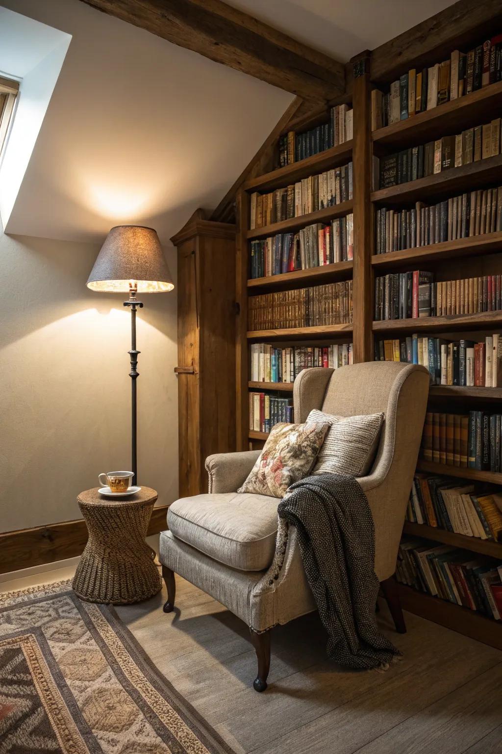 Redesign your alcove into a cozy reading sanctuary.