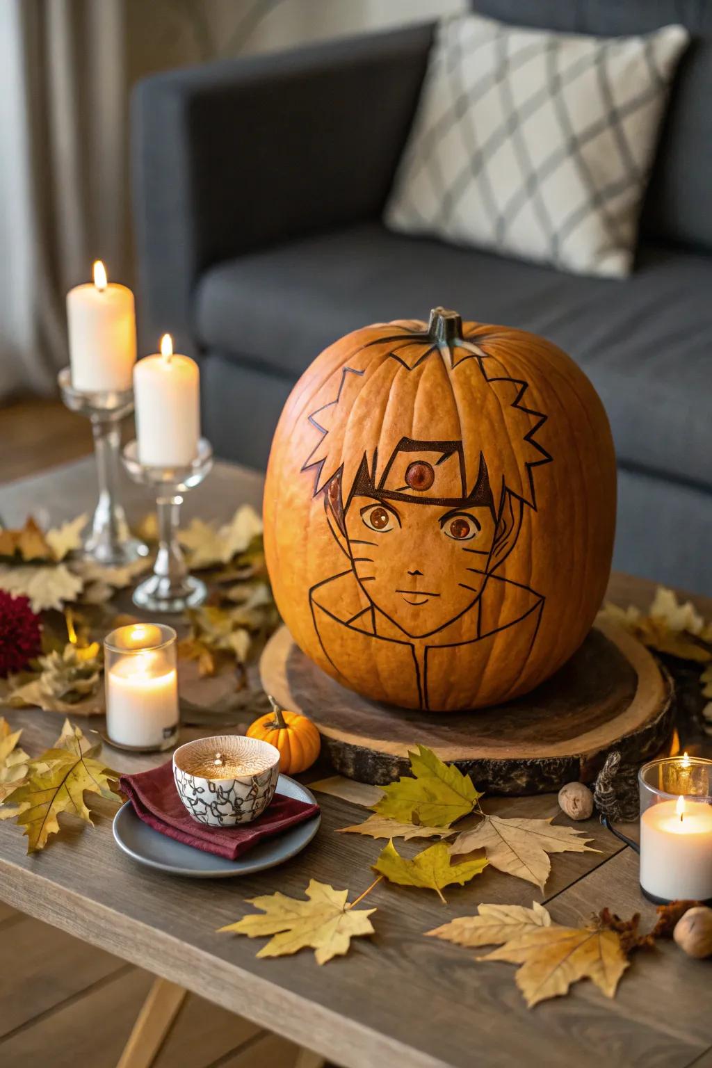 Realize your favorite anime personalities through carved pumpkin likenesses.