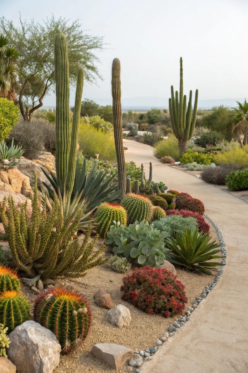 Desert plants contributing elegance and sustainability to the yard.