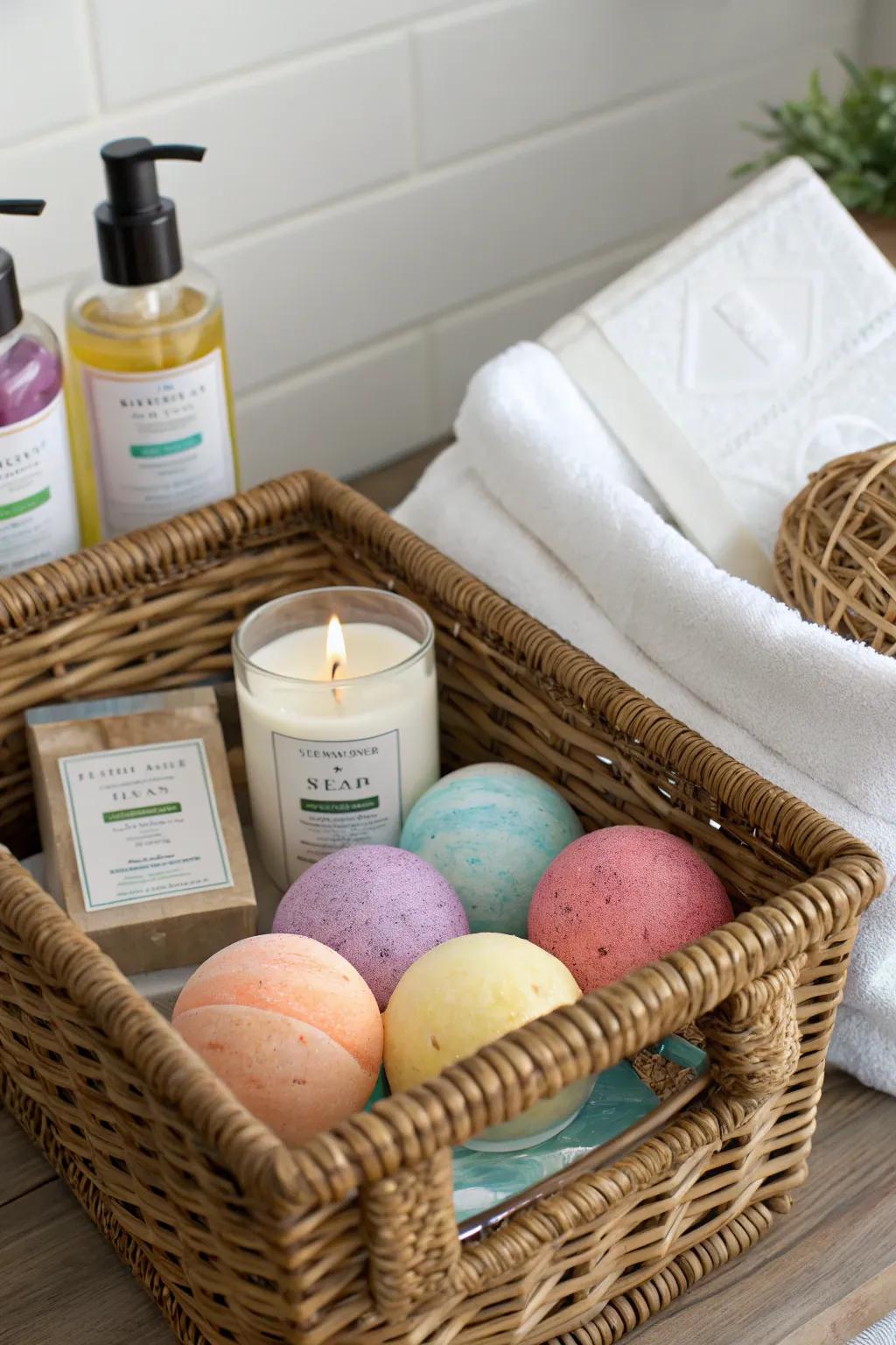 Spa-themed gift sets are delightful and pampering baby shower prizes.