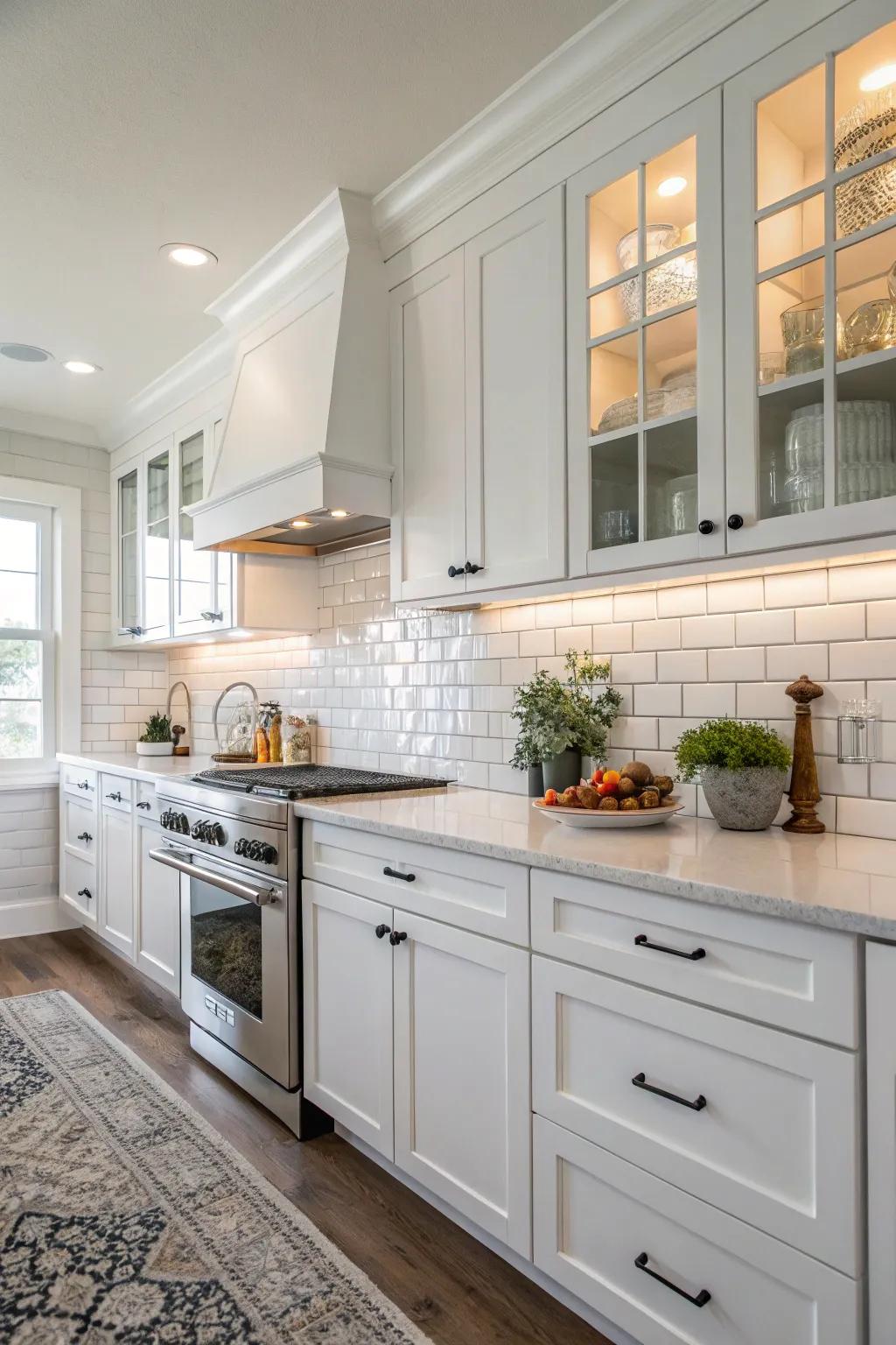 White subway tiles create a clean and timeless look in this kitchen.