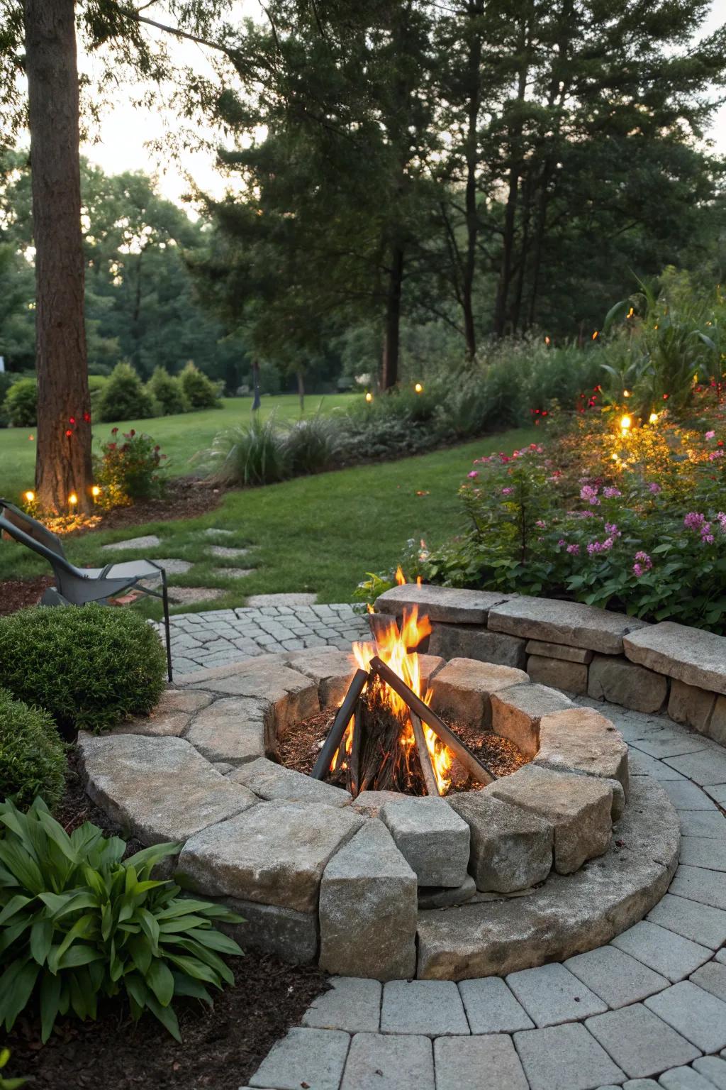Design an inviting bonfire area as the highlight of your get-together.