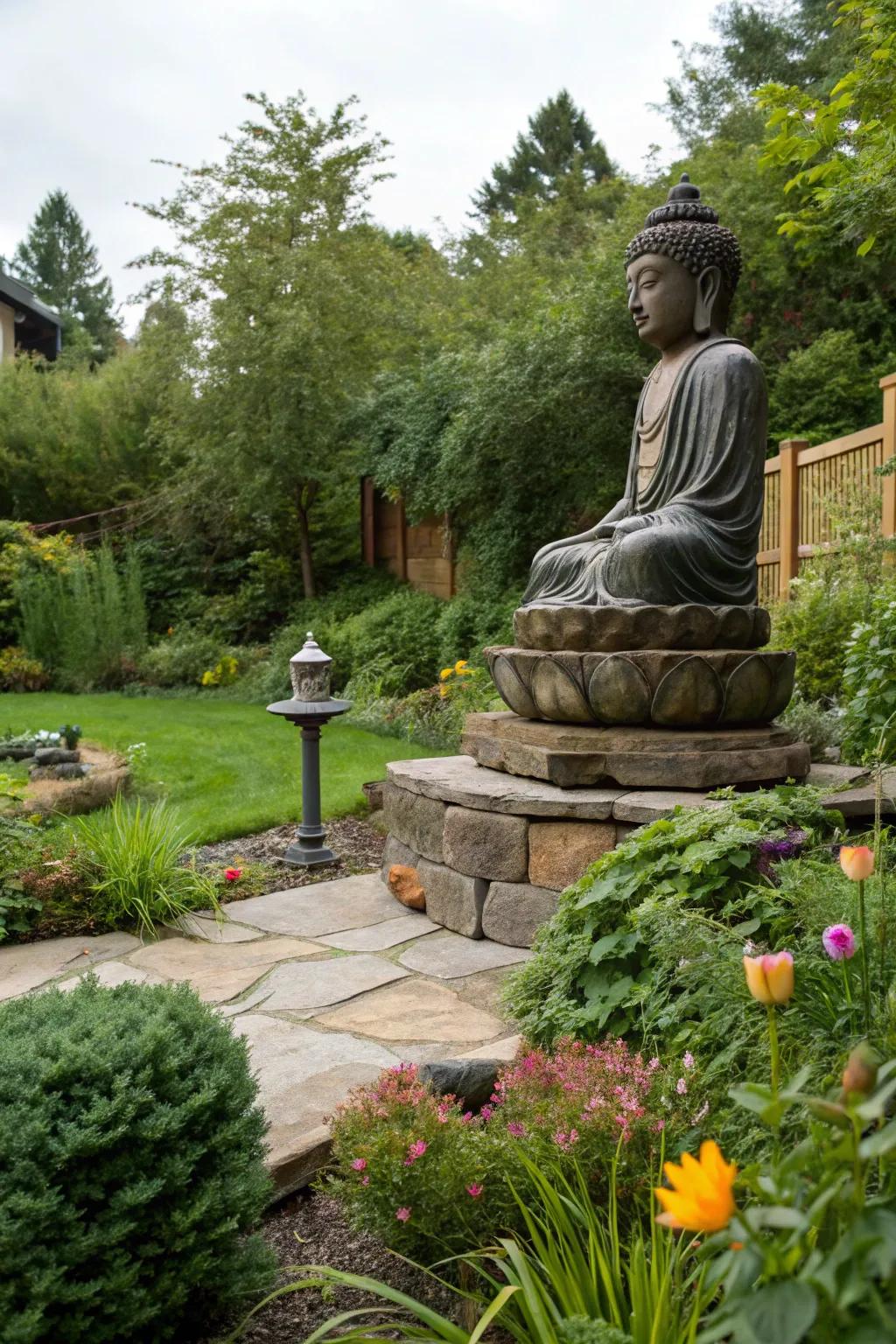 Center your garden around a Buddha figure for an immediate sense of calm.