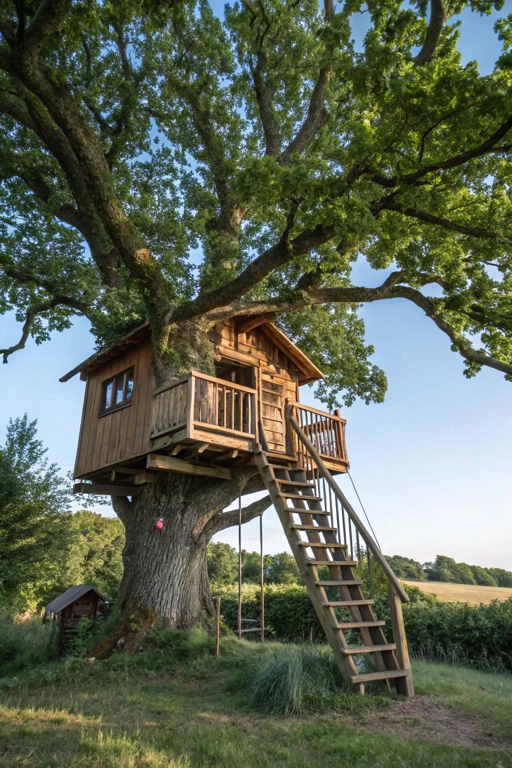 A charming treehouse opens the door to limitless adventures.