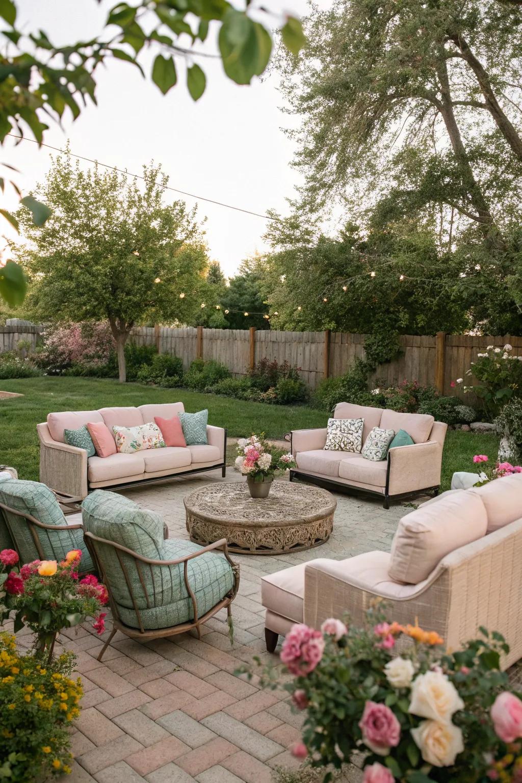 A cozy seating arrangement ideal for chats in the evening.