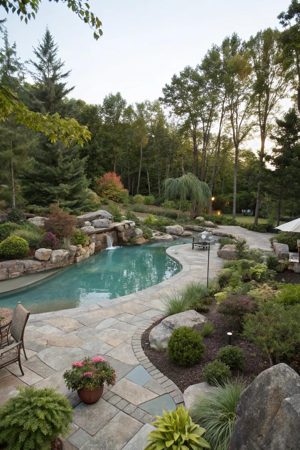 A serene pool design that lives in harmony with the natural world.