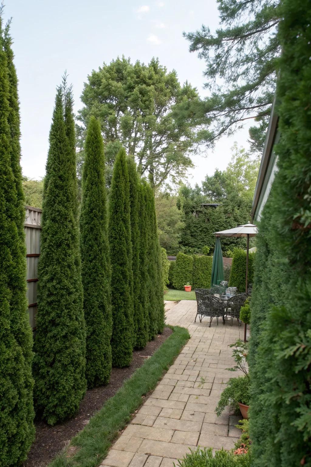 High bushes create an organic and evergreen solution for privacy.