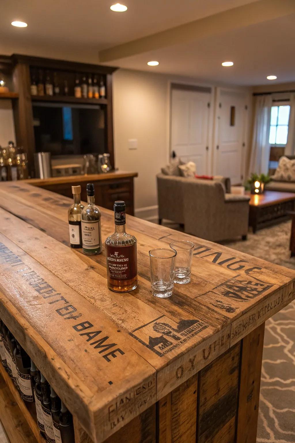 A repurposed timber bar counter introduces charm and history.