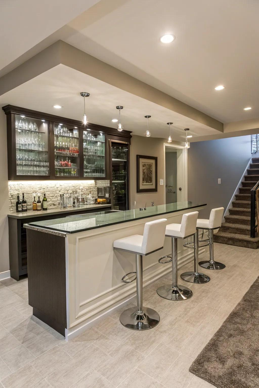 Enjoy the beauty of simplicity with a contemporary bar table aesthetic.