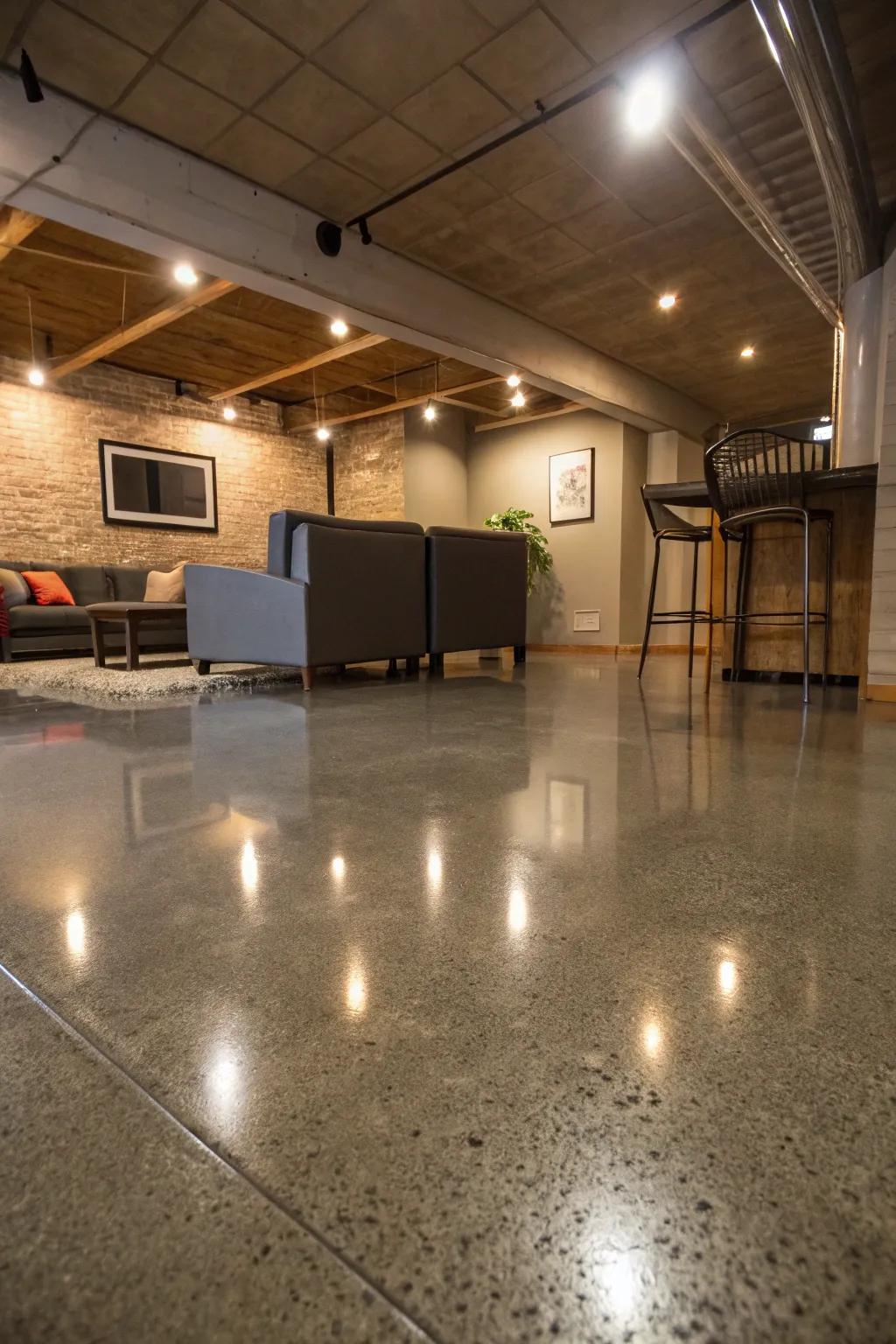 Simple to maintain, polished concrete floors provide a sleek and contemporary style.