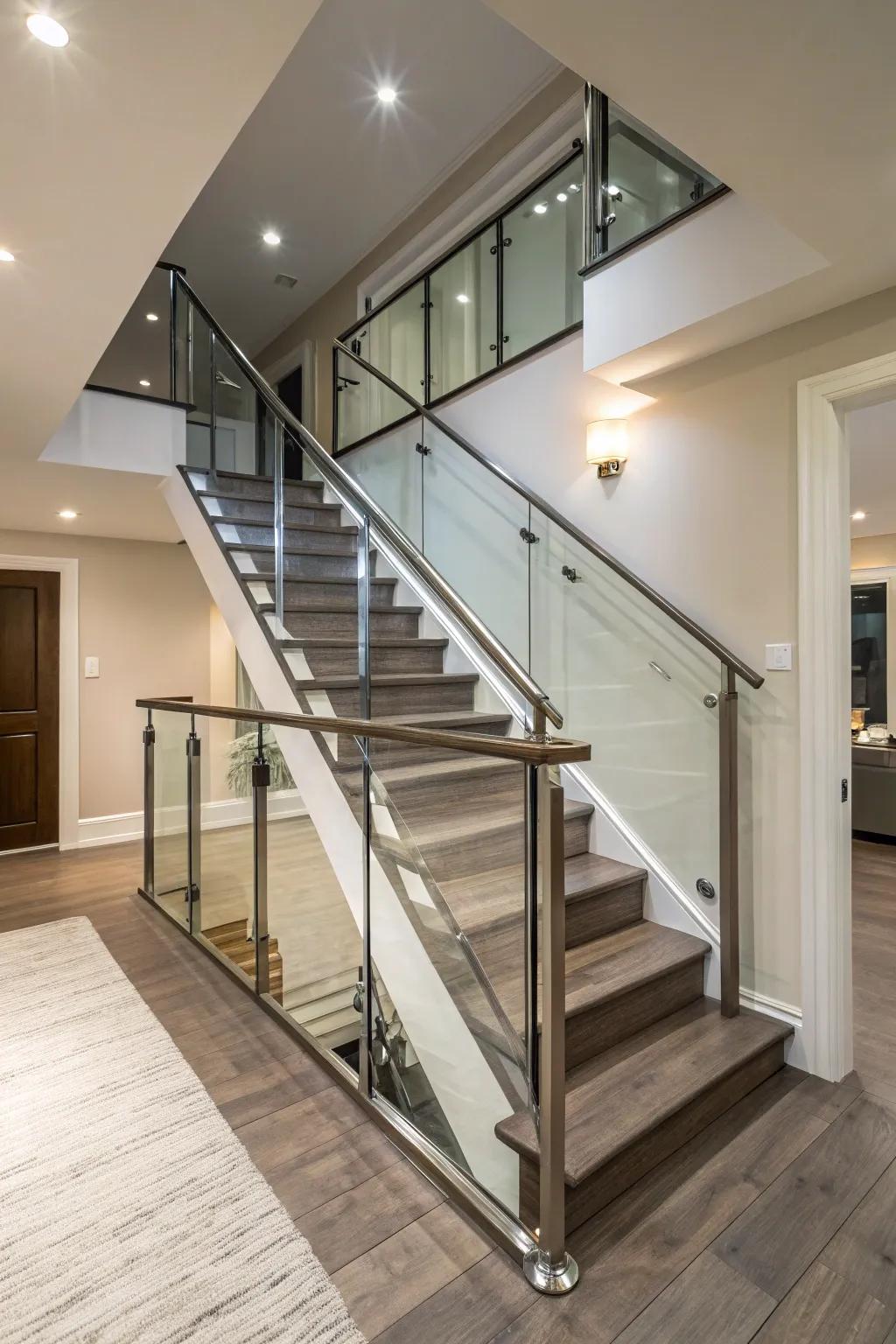 Neat lines and lustrous materials make for a breathtaking modern staircase.
