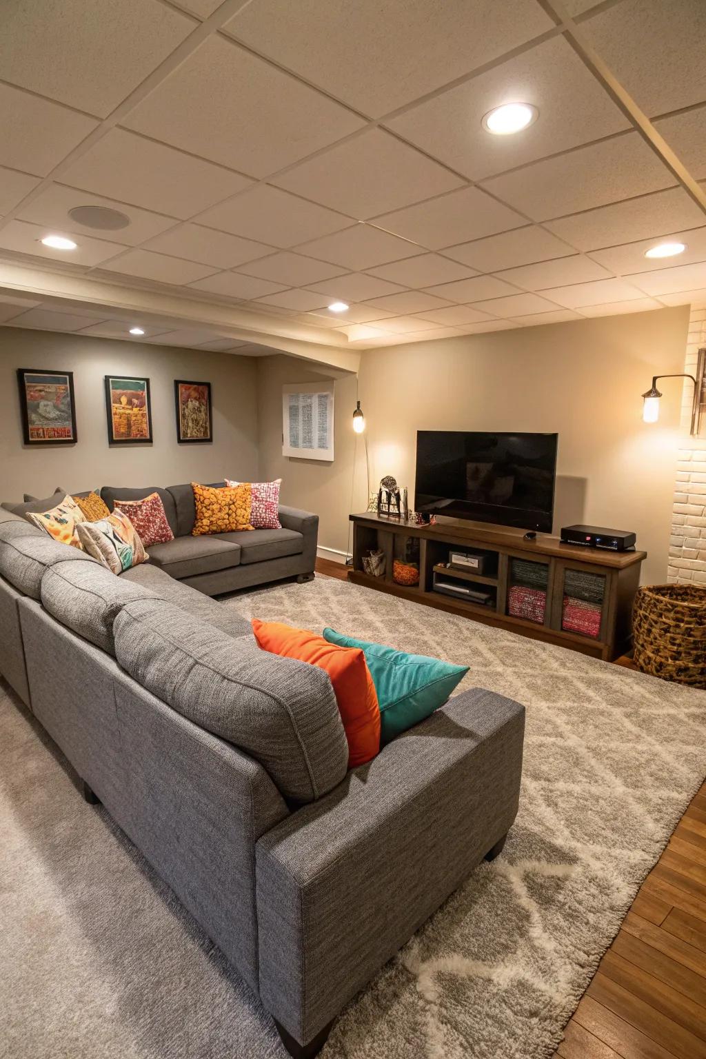 A comfortable sectional sofa great for chilling out and relaxing.