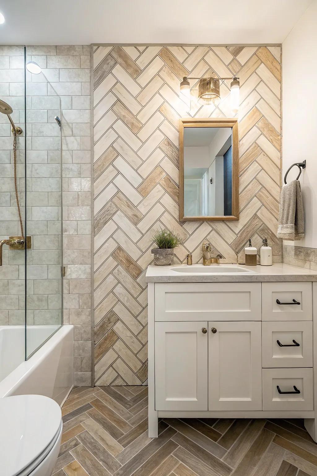 Textured tiles enhance any bathroom with added depth and class.