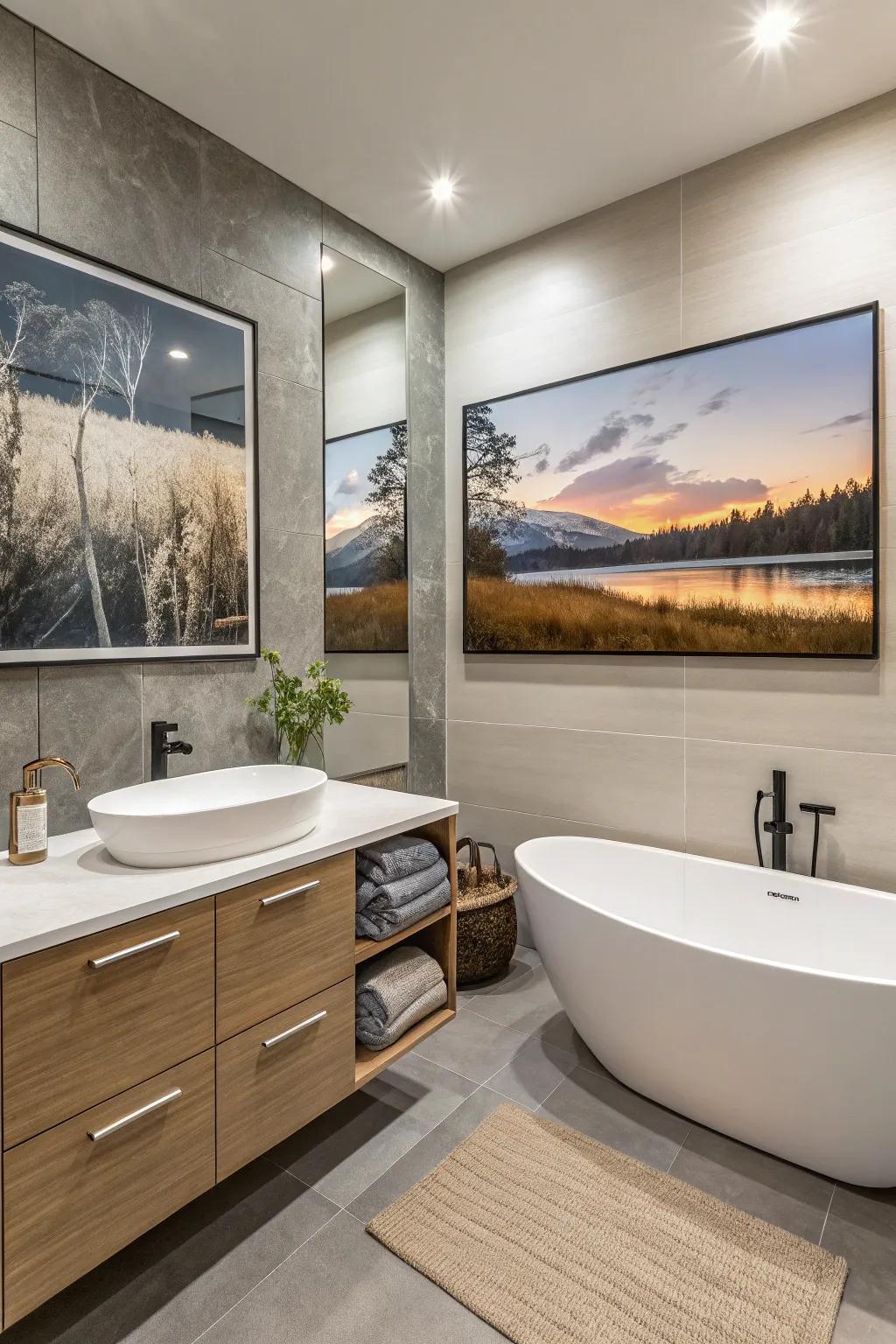 Wall decor has the power to turn a bathroom into an oasis of elegance and calm.
