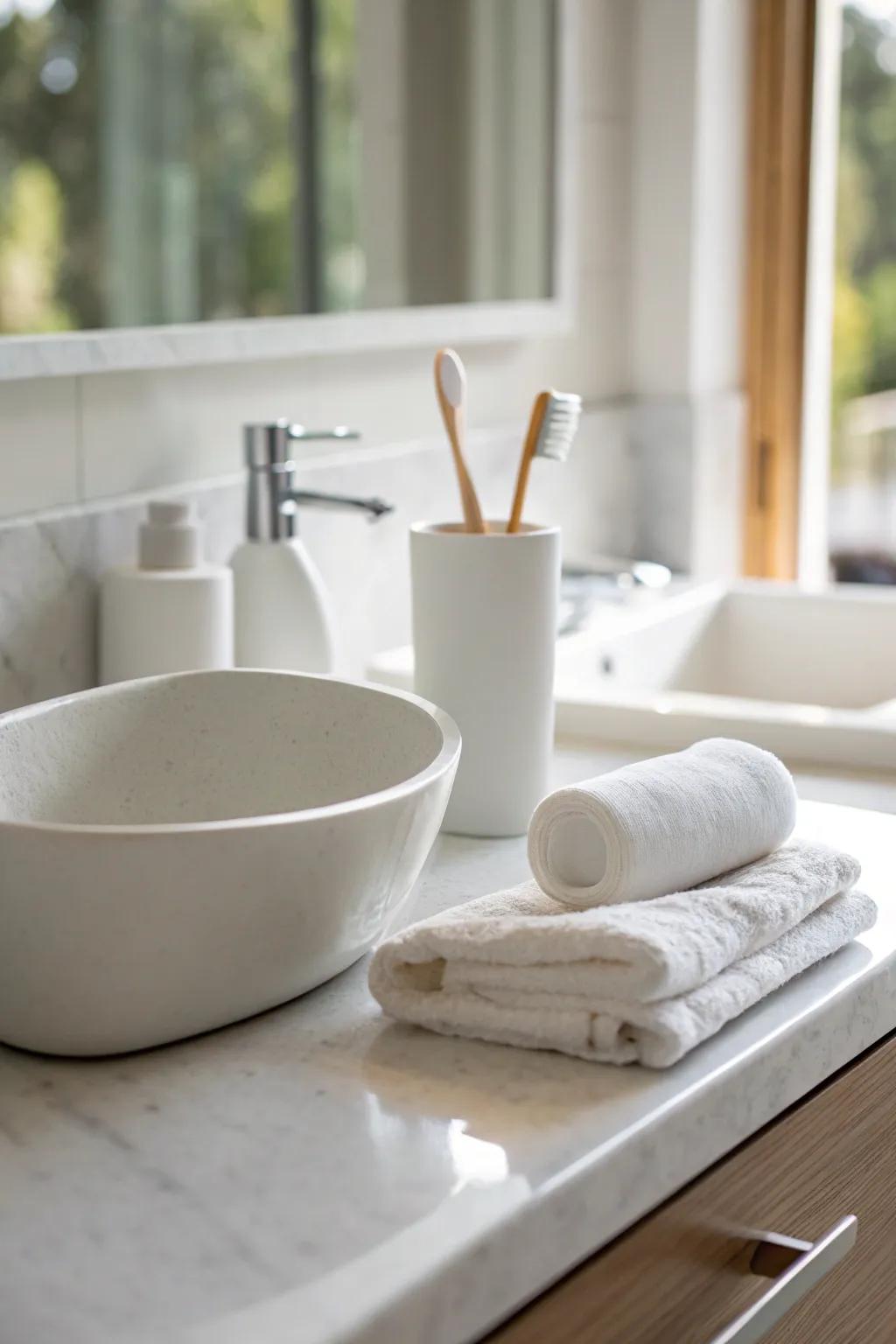 The beauty of less: a minimalist bathroom countertop.
