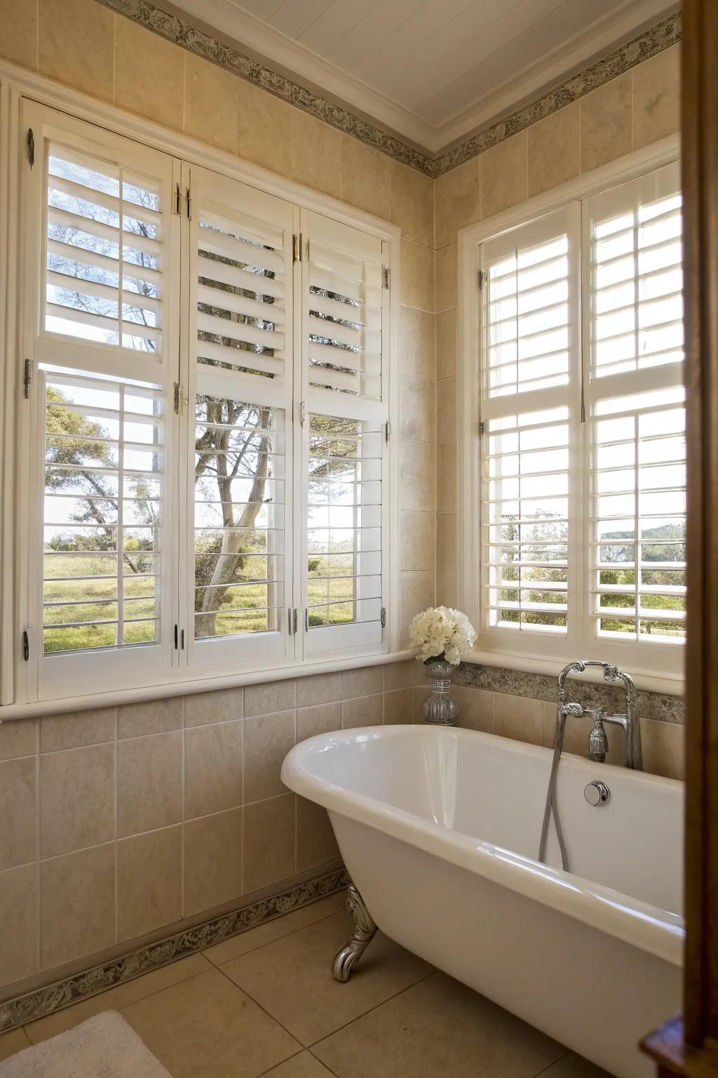 Classic charm: Shutters contribute timeless appeal to your bathroom.