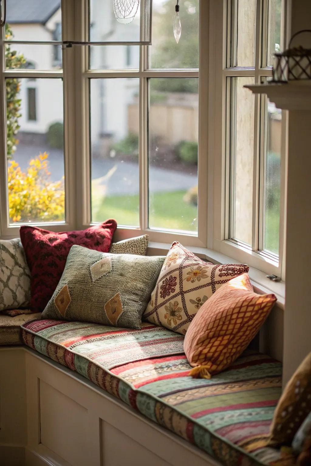 Enhance depth by layering cushions in velvet, linen, and faux fur.