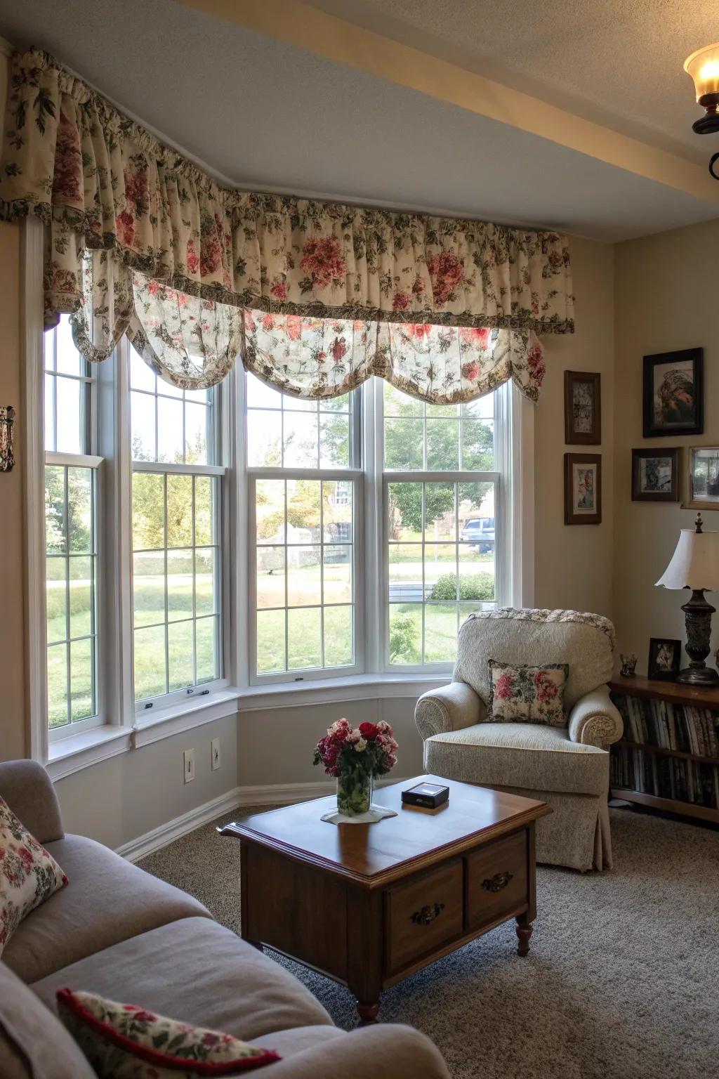 Striking patterns serve as a key design element for any bay window.