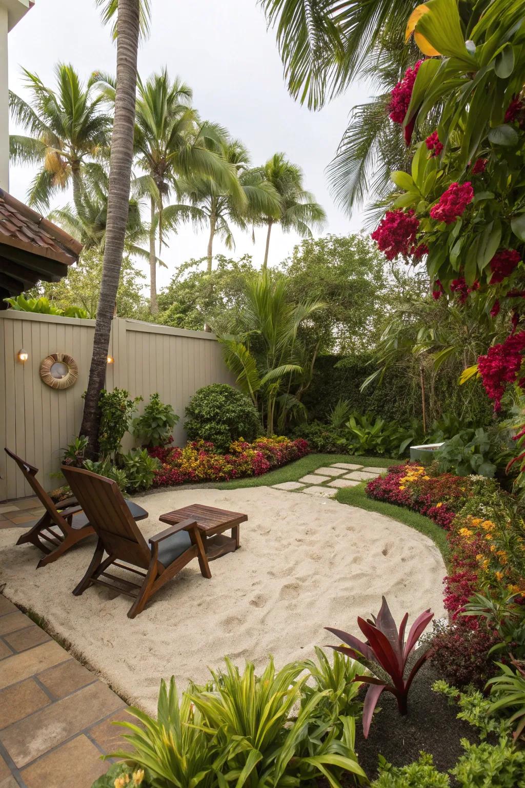 With a small sandy space, the beach is just steps away.