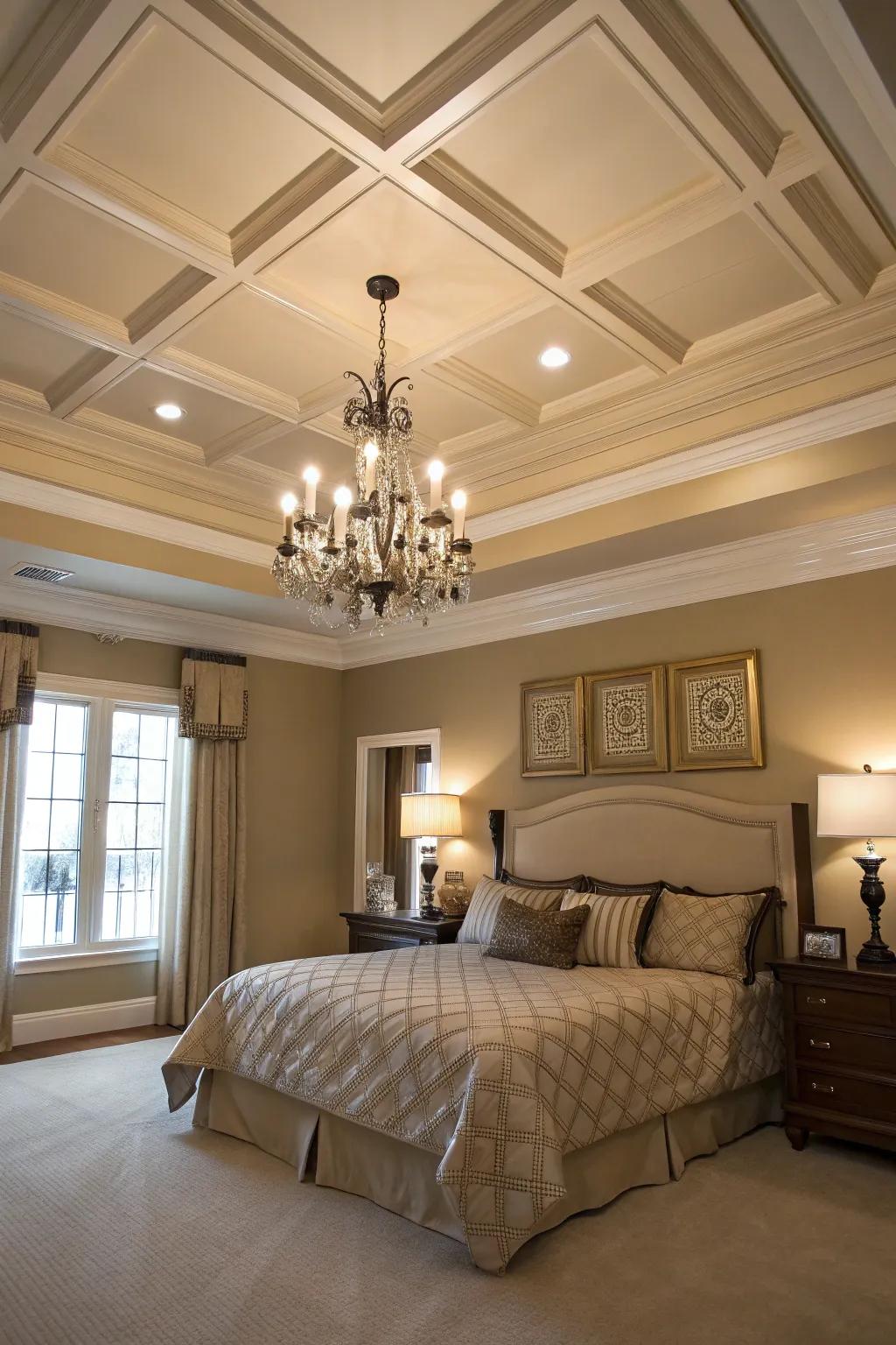 Sophistication achieved through coffered design.
