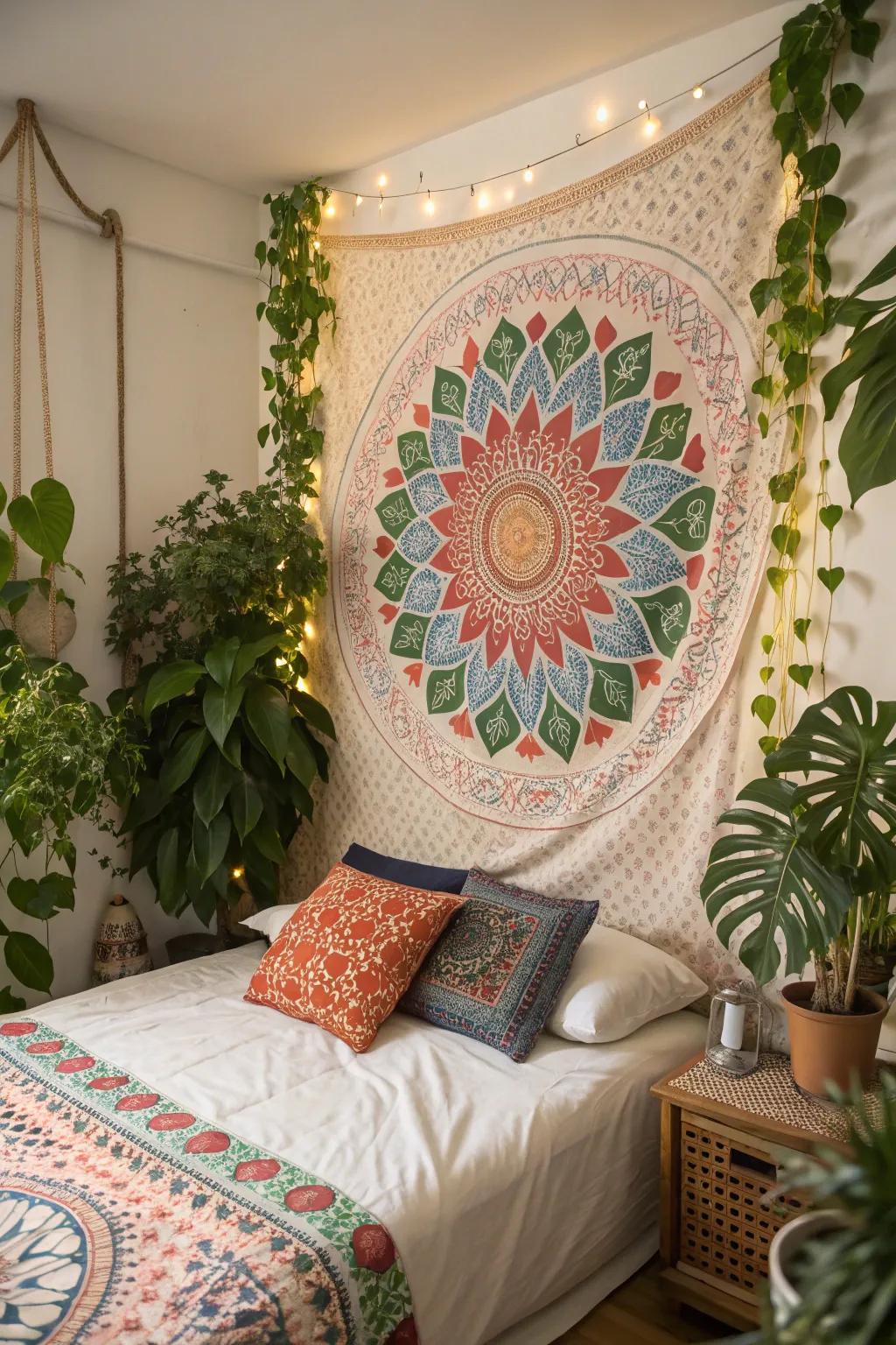 Embrace a free-spirited feel with a mandala hanging.