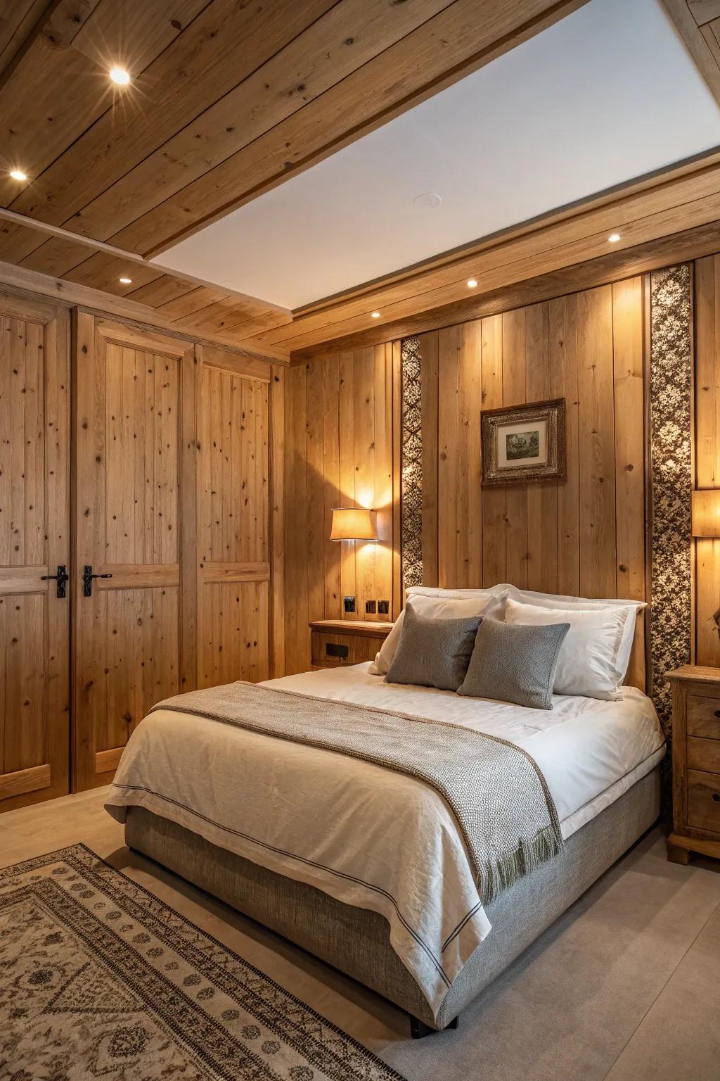 Wooden panels bring a natural coziness that's ideal for unwinding.