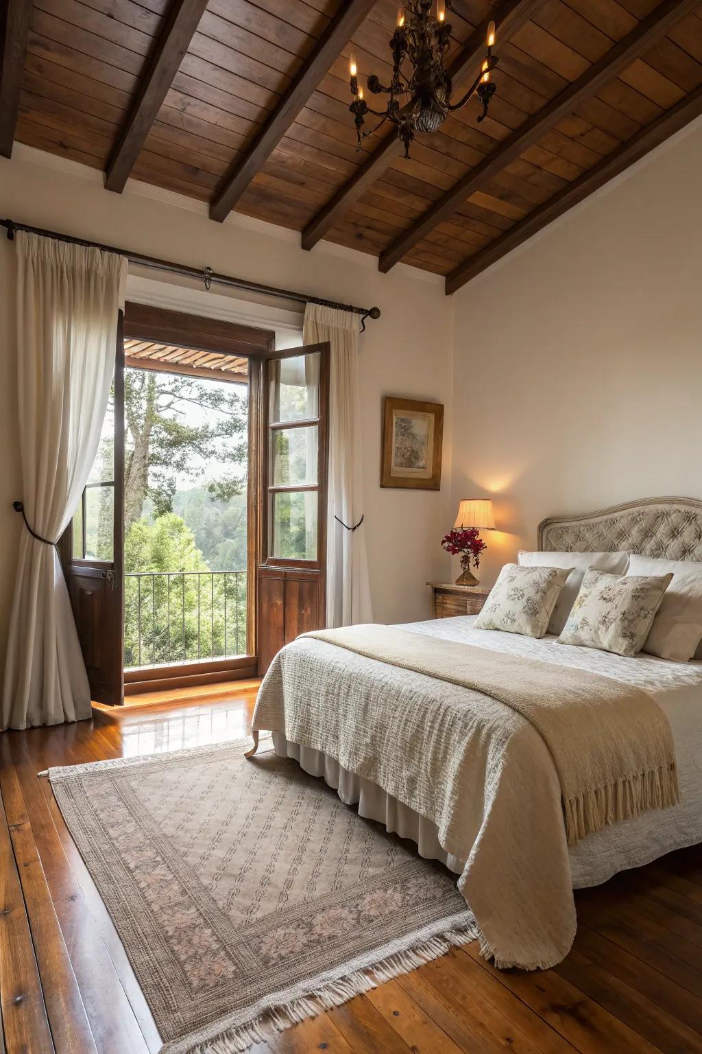 Cozy and welcoming bedroom featuring traditional hardwood floors