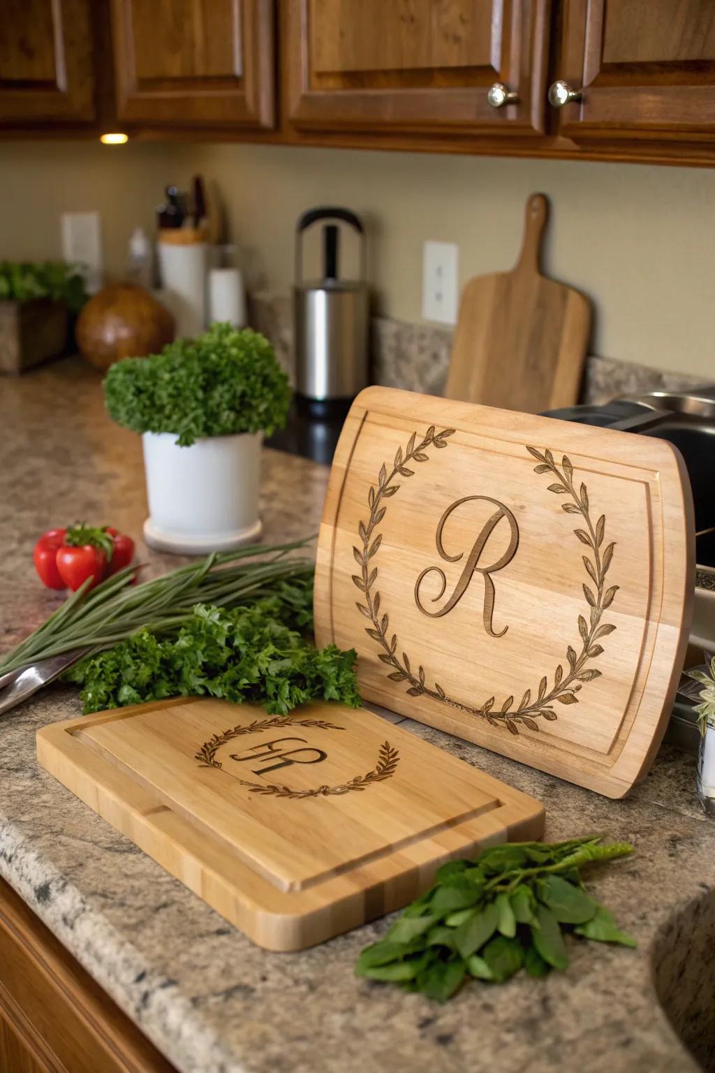 A personalized cutting board provides an exceptional touch to any kitchen.