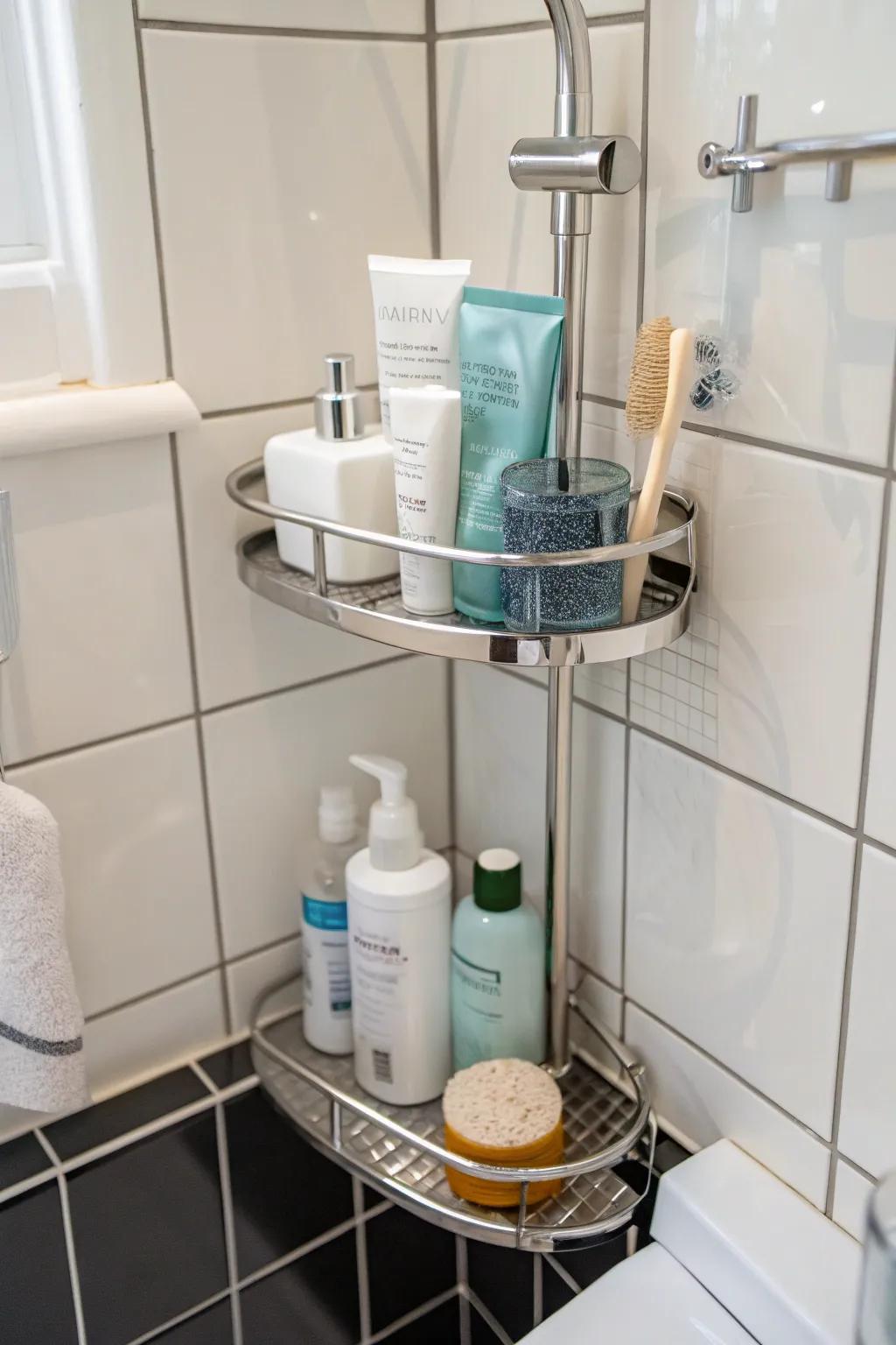 Amplify your space with a corner shower butler, melding usability with style.