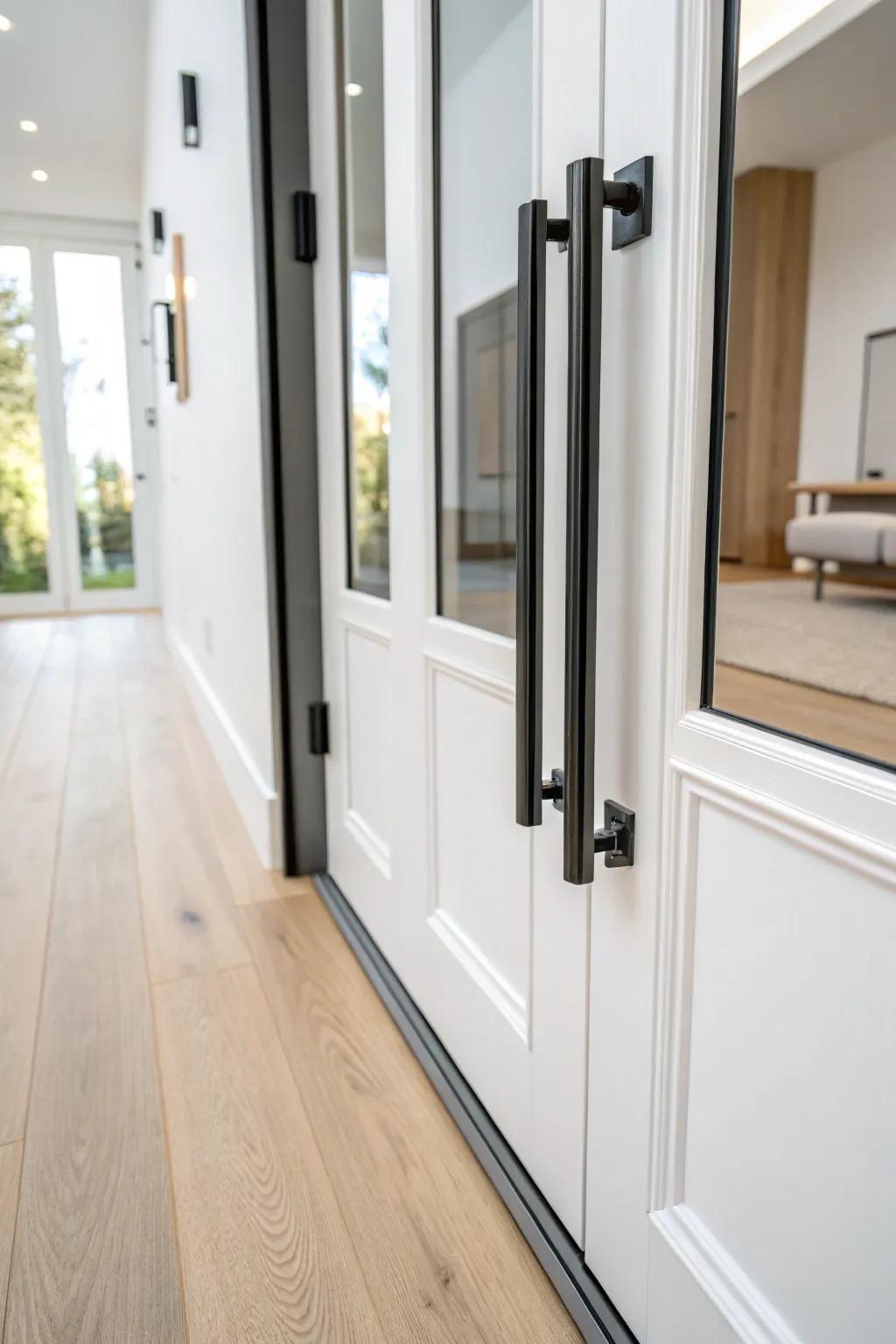 Simple line handles provide a sophisticated and modern feel to bifold doors.