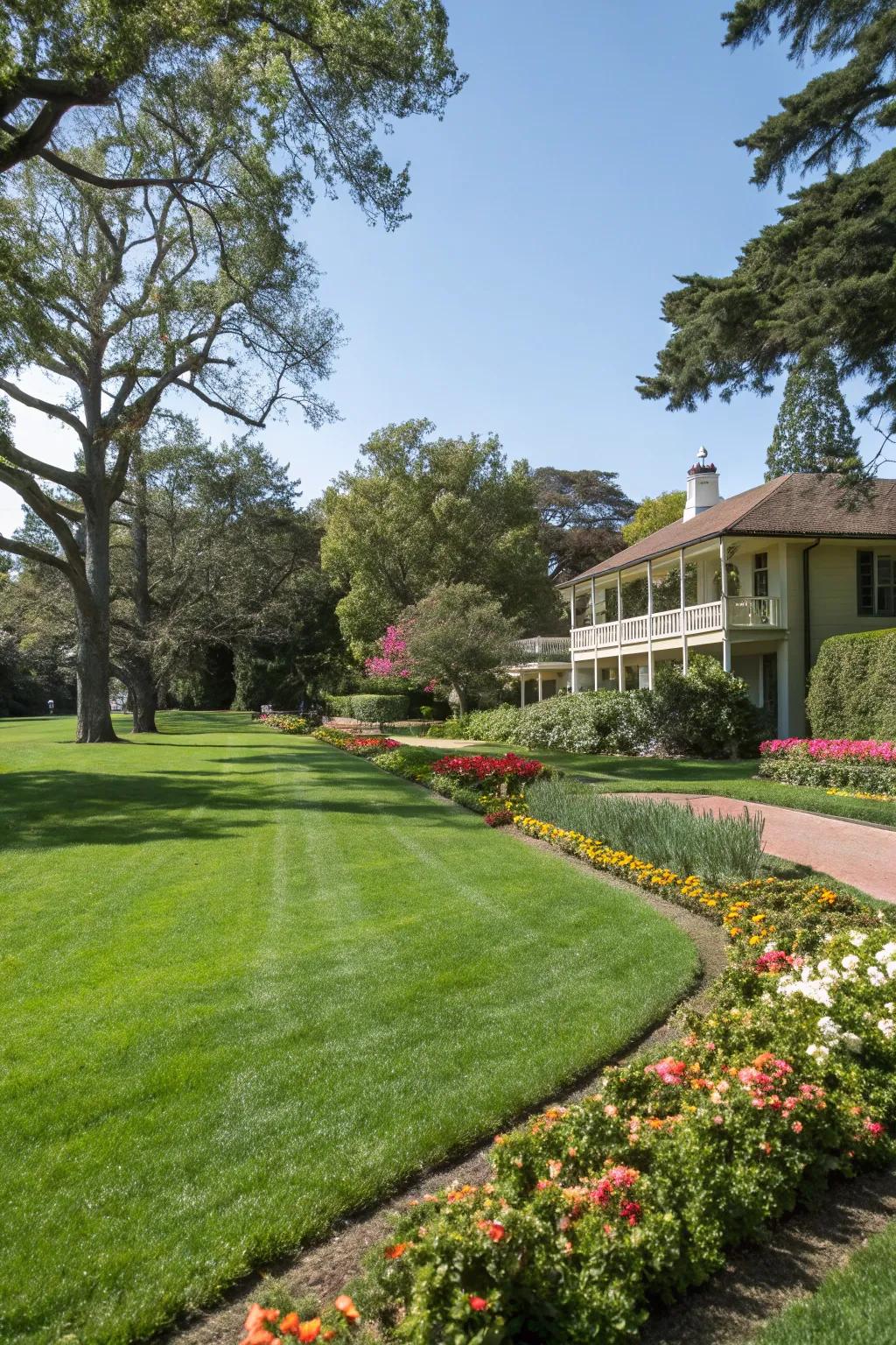 A verdant lawn: the perfect canvas for your front yard masterpiece.
