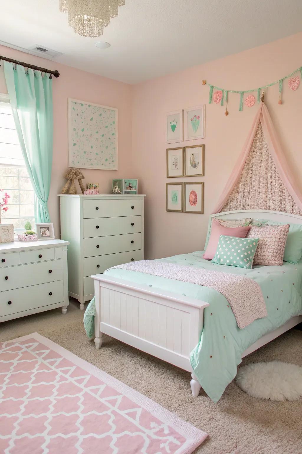 A gentle palette of pastels sets a calming and inviting atmosphere.
