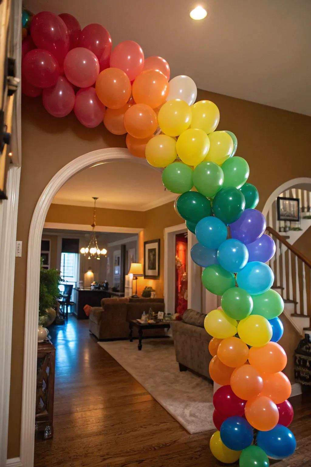 A vibrant balloon garland brings color and excitement to any birthday festivity.