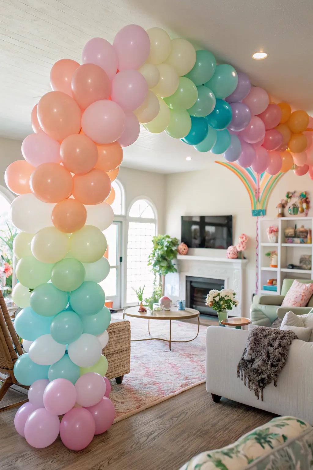 Elevate your living area with captivating balloon decorations.