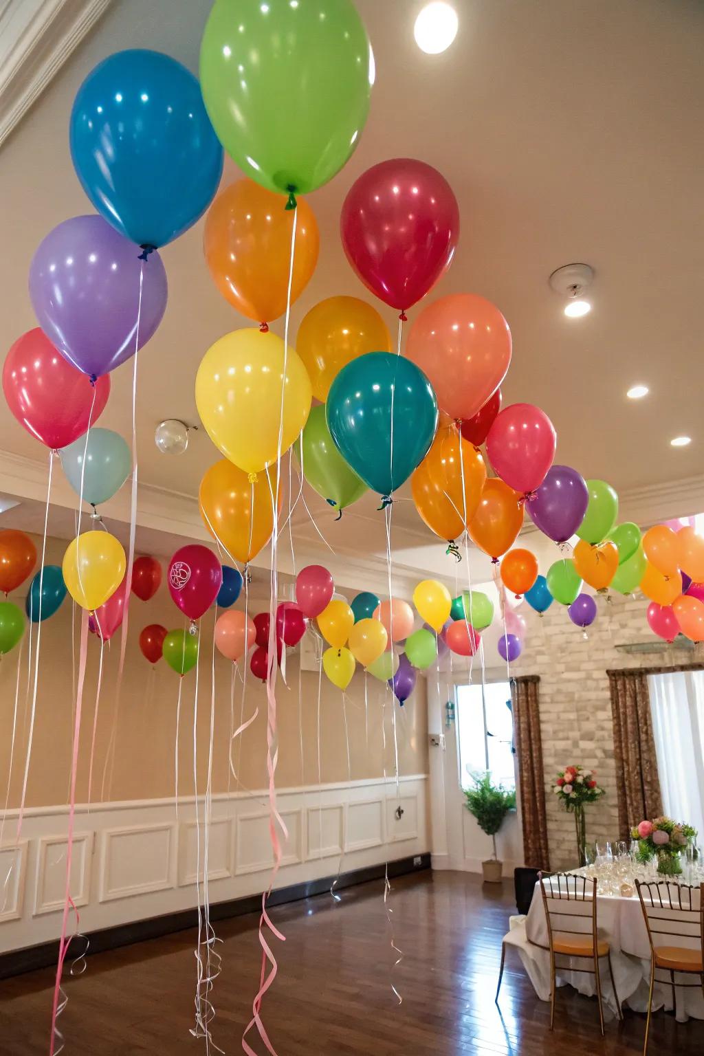 Craft an enchanting ambiance with a plethora of buoyant balloons.