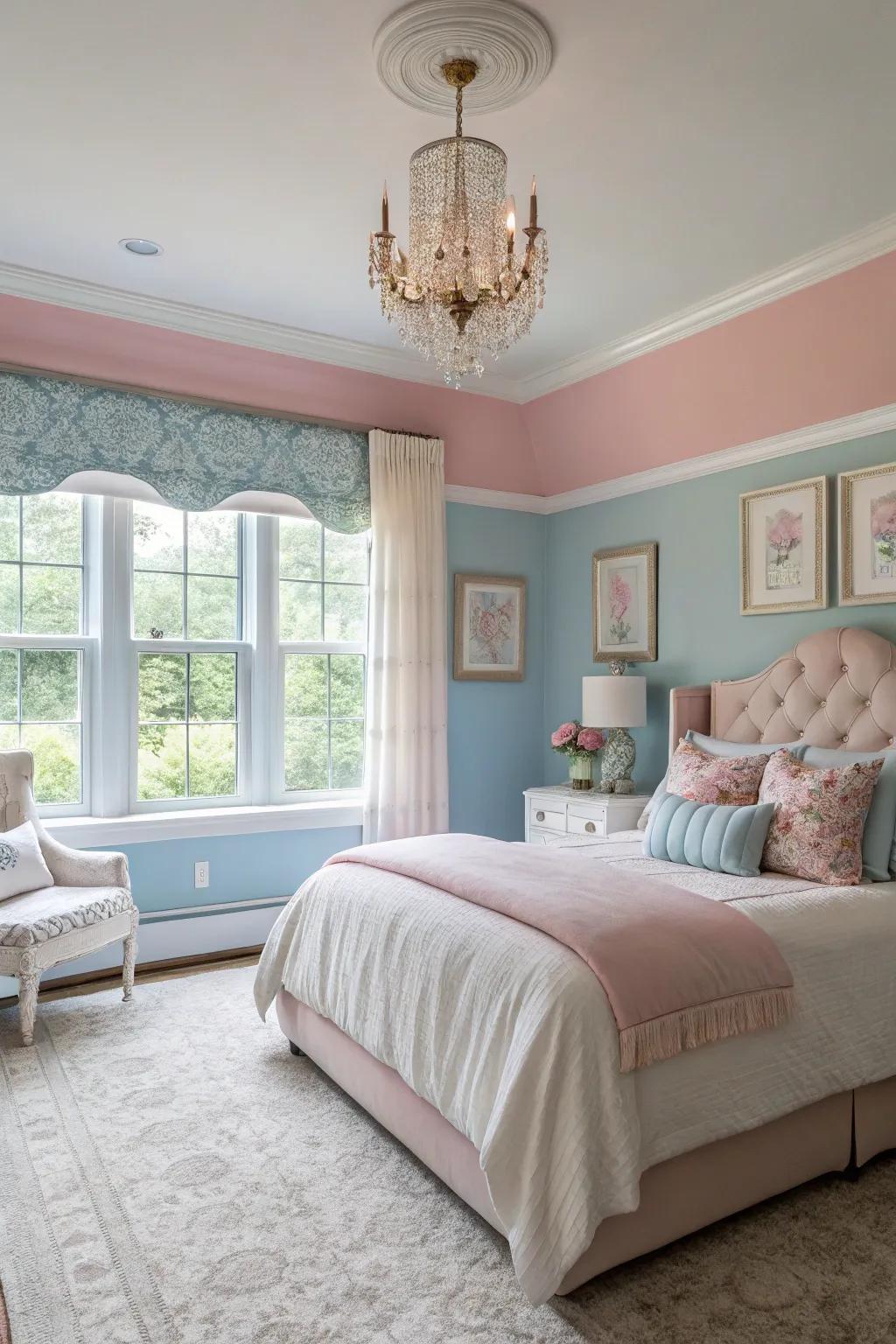 Light-toned walls deliver a gentle and appealing mood in the bedroom.