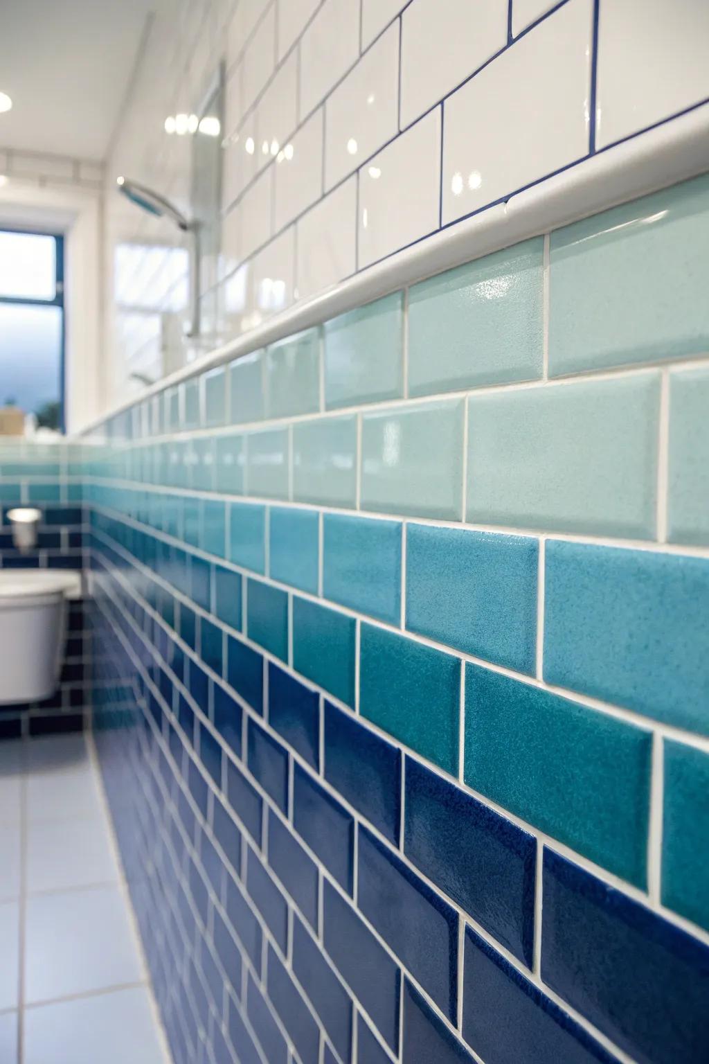 Your bathroom will feel like a calming ocean due to the color wash effect of azure ceramic.