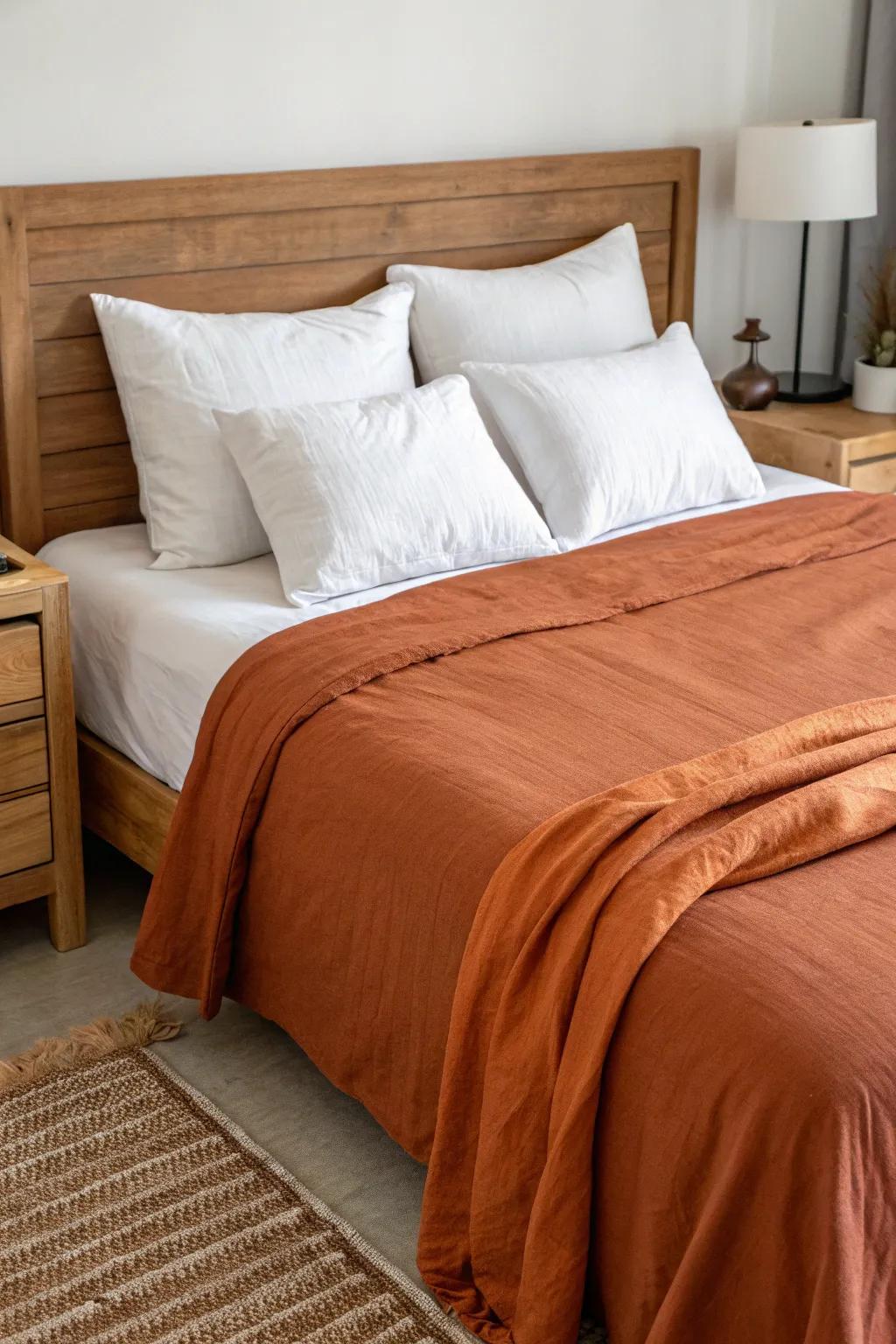 Sienna bedding crafting a cozy centerpiece.