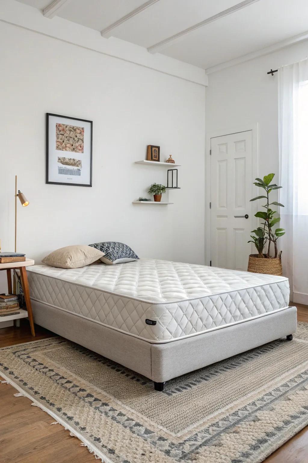 A simple, uncluttered space with a foundation on the floor.