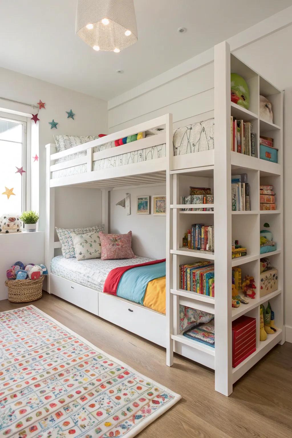 A compact sleeping tower gives you extra space for activities in a shared area.