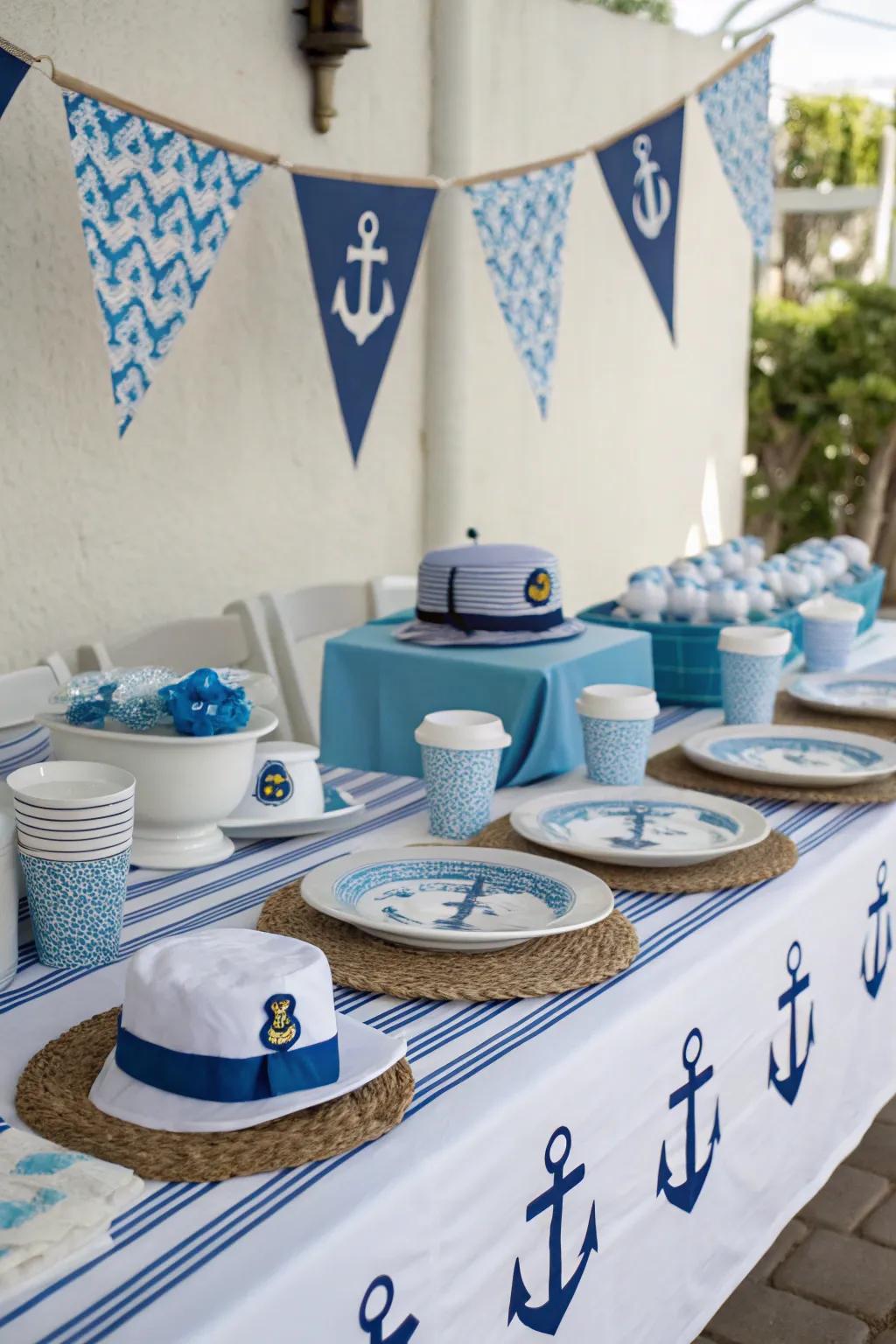 Nautical-themed baby shower featuring charming seafaring accents